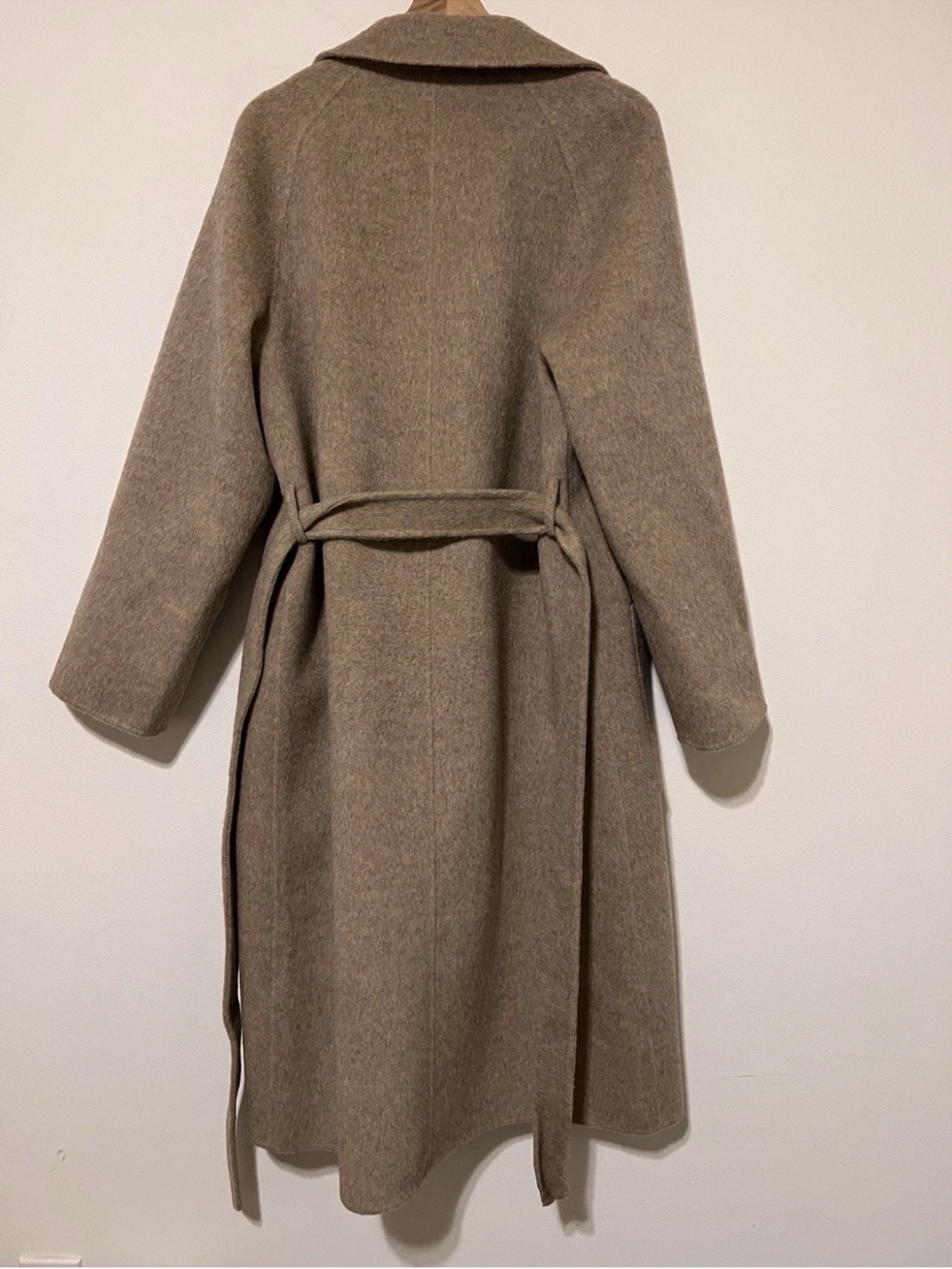 & Other Stories Shawl Collar Wool Blend Belted Coat Light Beige Size Large - Picture 5 of 10